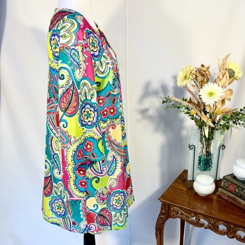 NWT Anne Cole Multicolor Paisley Print Swim Cover-Up Lightweight Dress Sz L/XL💛 - Picture 5 of 11